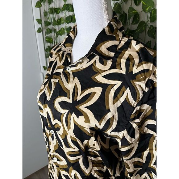 Zara Black Tan Regular Fit Floral Short Sleeves Hawaiian Shirt Size Small - Picture 3 of 5